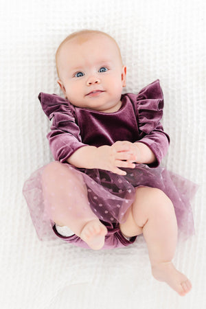 Amethyst Velvet Tutu Bodysuit-Mila & Rose ®