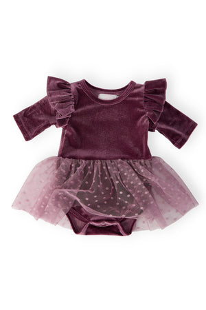 Amethyst Velvet Tutu Bodysuit-Mila & Rose ®