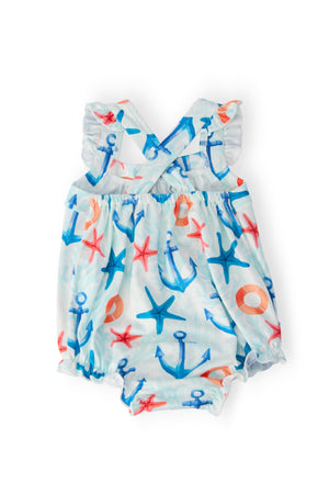 Anchors Away Ruffle Cross Back Romper-Mila & Rose ®