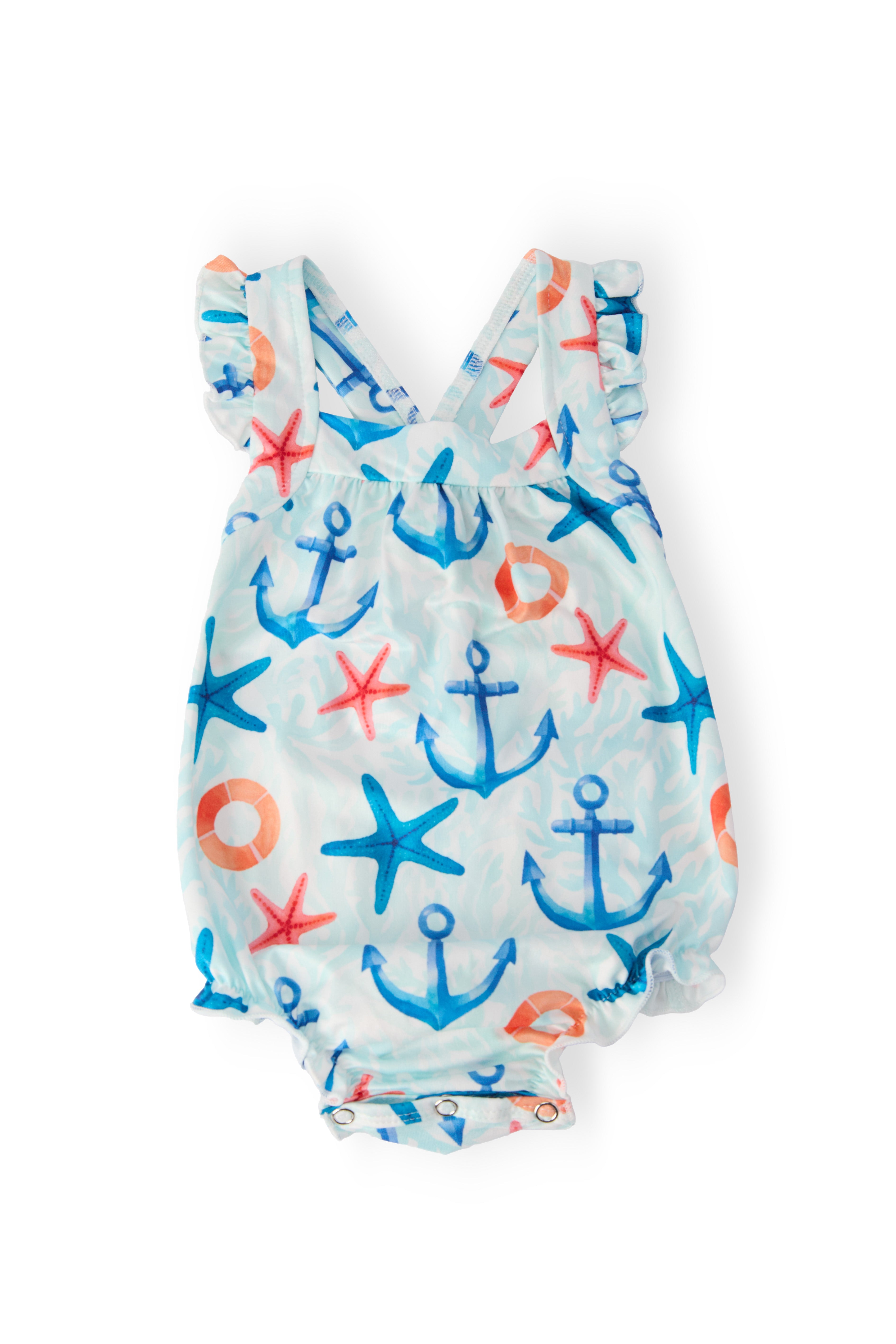 Anchors Away Ruffle Cross Back Romper-Mila & Rose ®