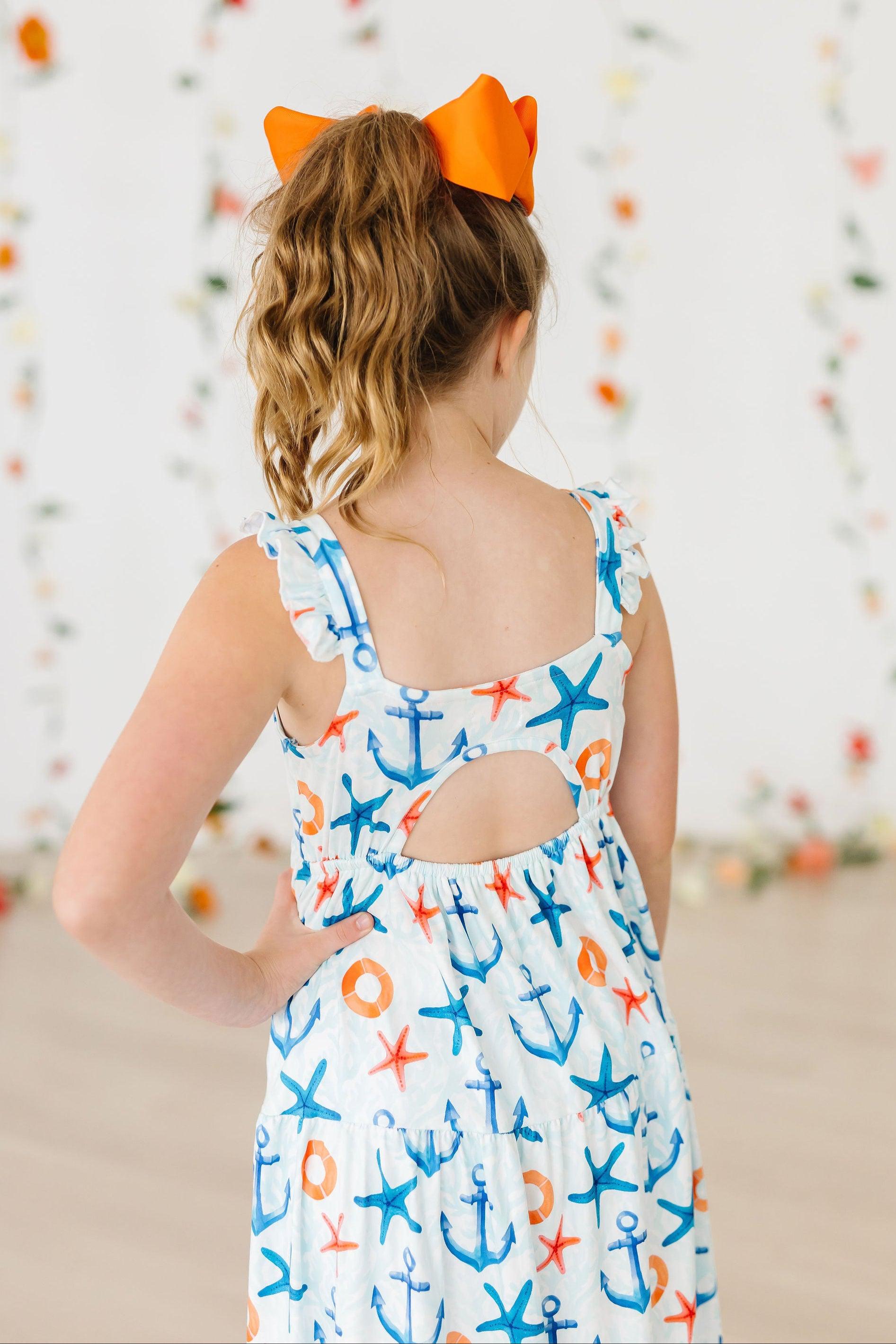 orange ruffle maxi dress Girls' Anchors Away Ruffle Maxi Dress Size: 4T Toddler By Mila & Rose