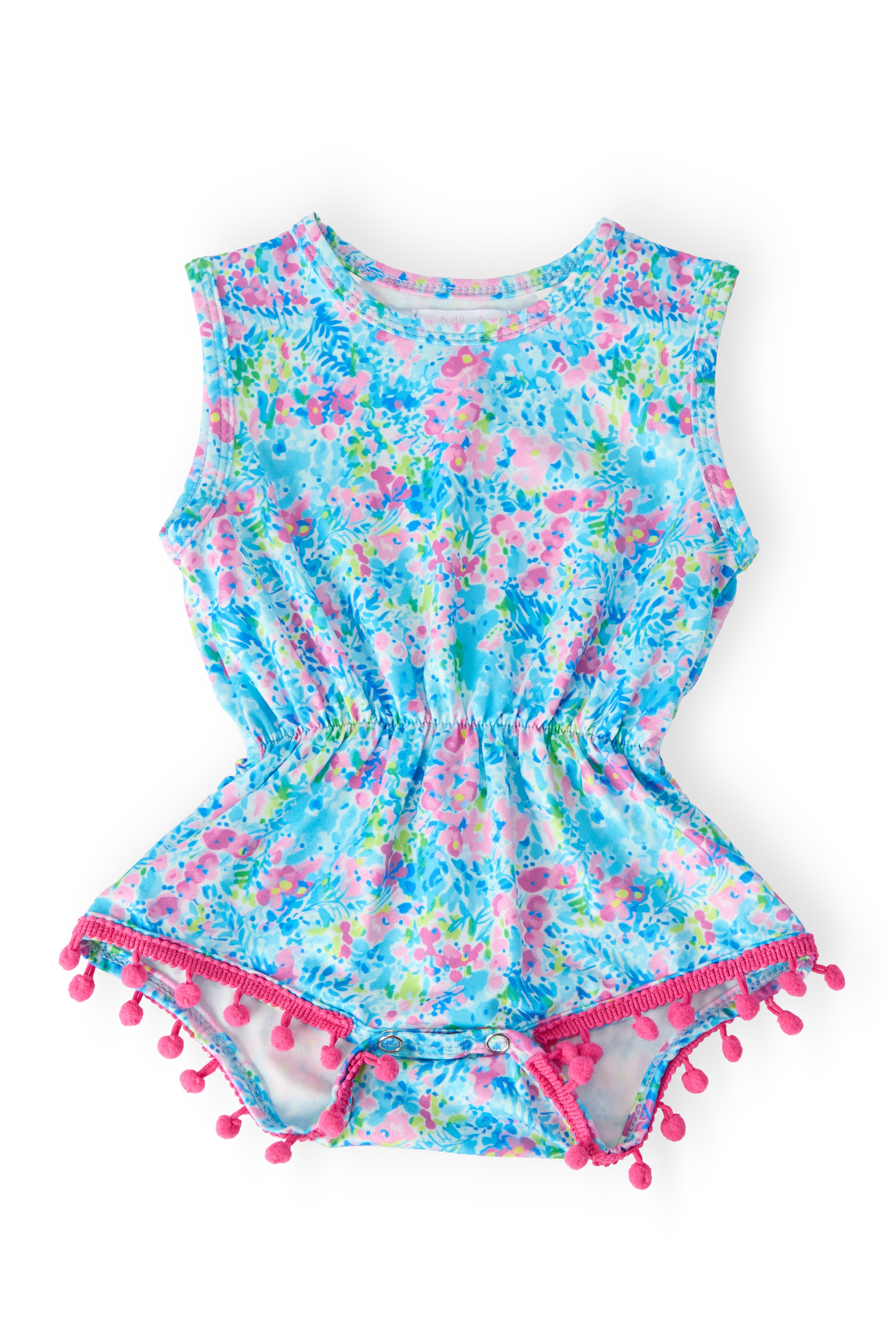 Aqua Garden Pom Pom Romper-Mila & Rose ®