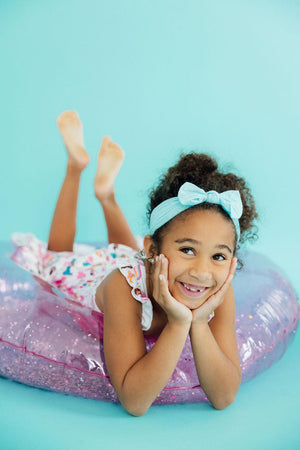 Aqua Nylon Bow Headwrap-Mila & Rose ®