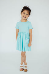Aqua S/S Pocket Twirl Dress-Mila & Rose ®