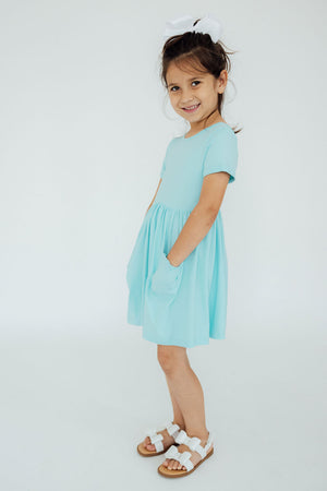 Aqua S/S Pocket Twirl Dress-Mila & Rose ®