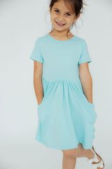 Aqua S/S Pocket Twirl Dress-Mila & Rose ®
