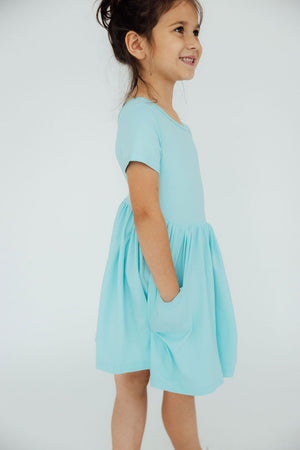 Aqua S/S Pocket Twirl Dress-Mila & Rose ®
