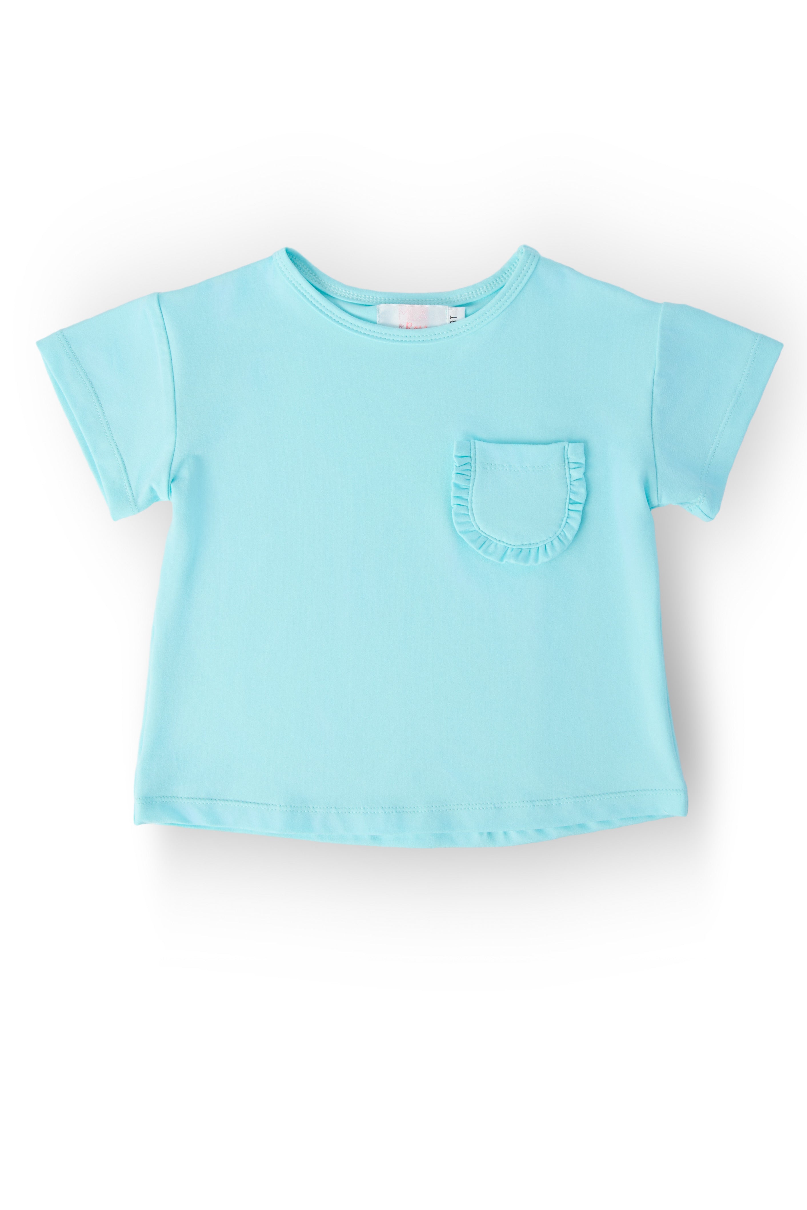 Aqua Ruffle Pocket Tee-Mila & Rose ®