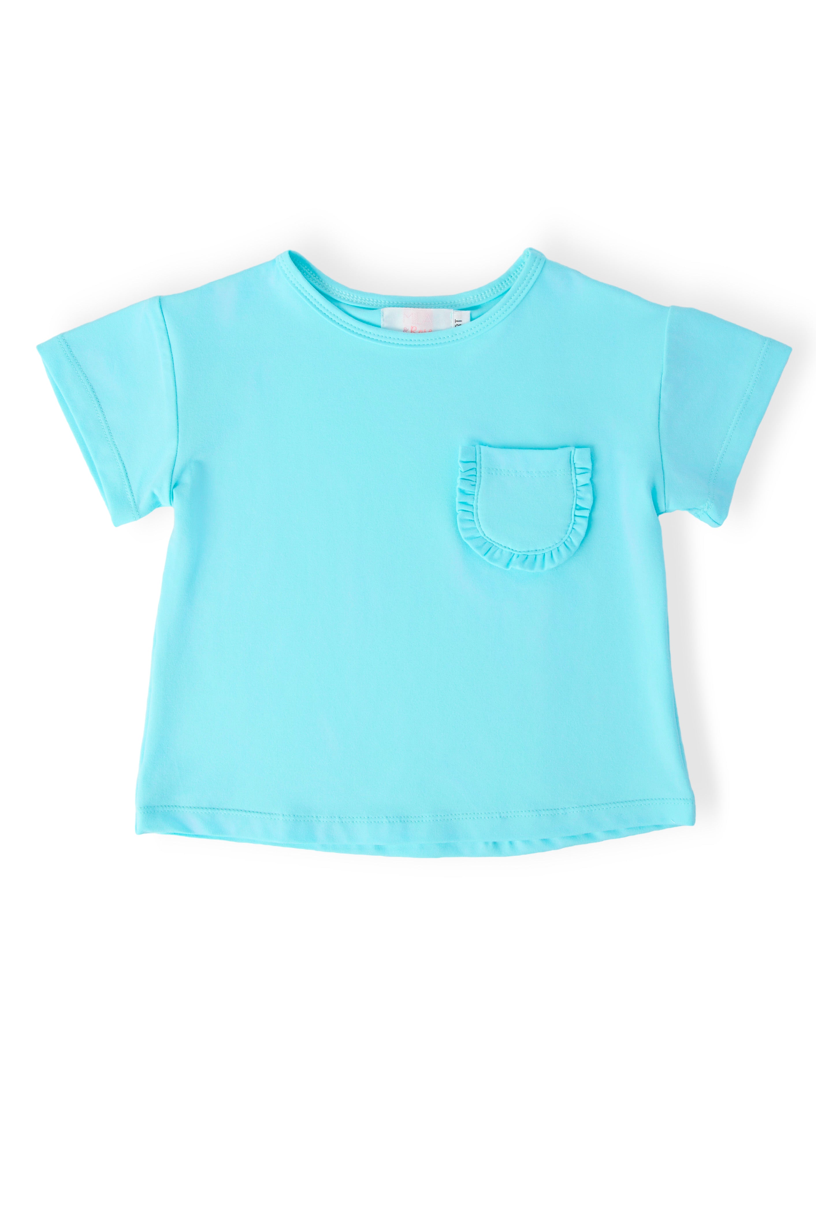 Aqua Ruffle Pocket Tee-Mila & Rose ®