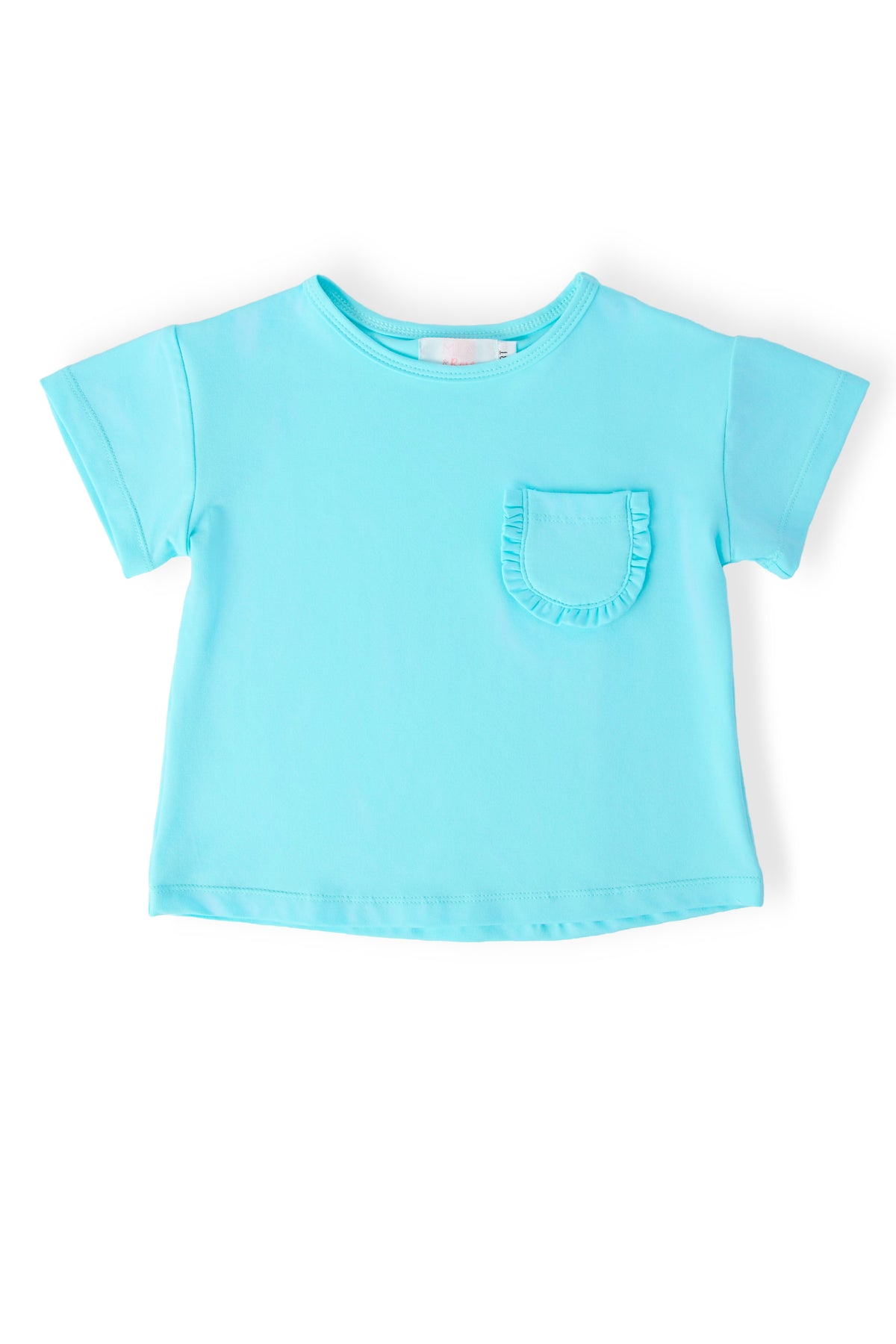 Aqua Ruffle Pocket Tee-Mila & Rose ®
