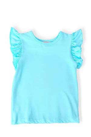 Aqua S/S Ruffle Tee-Mila & Rose ®