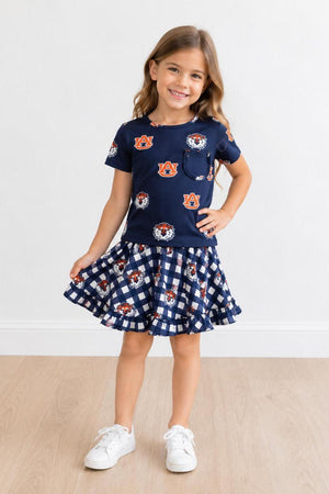 Auburn Plaid Aubie Ruffle Twirl Skort-Mila & Rose ®