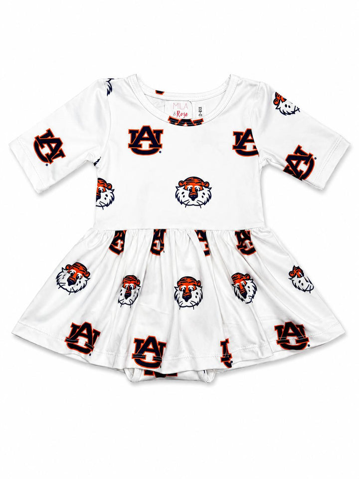 Auburn White Aubie 3/4 Sleeve Twirl Bodysuit-Mila & Rose ®
