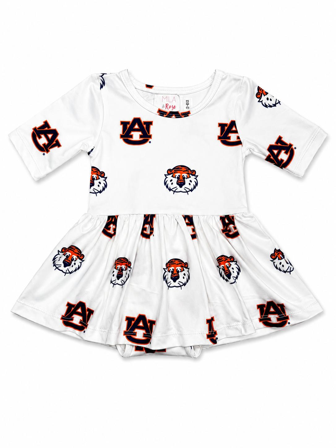 Auburn White Aubie 3/4 Sleeve Twirl Bodysuit-Mila & Rose ®