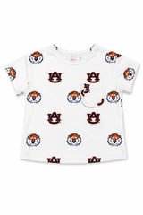 Auburn White Aubie Ruffle Pocket Tee-Mila & Rose ®