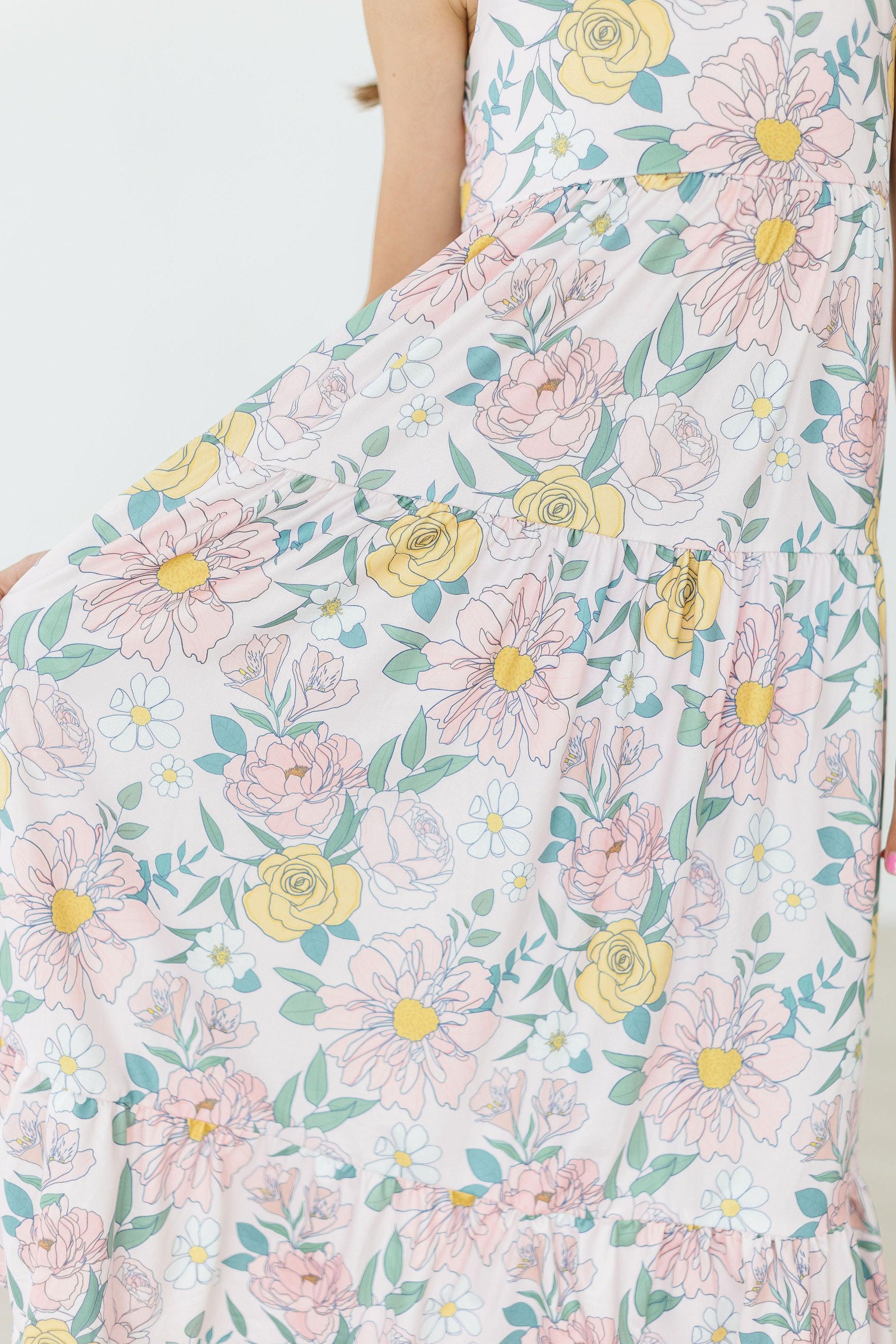 Girls' Autumn Breeze Ruffle Maxi Dress Size: 5/6 By Mila & Rose Girls' Autumn Breeze Ruffle Maxi Dress Size: 5/6 By Mila & Rose