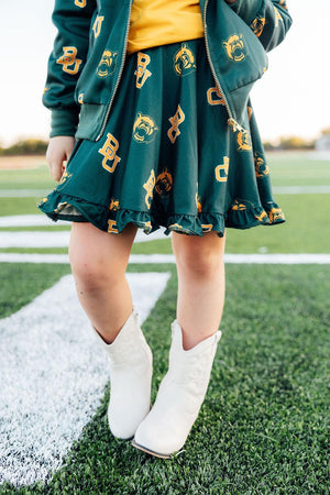 Baylor Green Bear Ruffle Twirl Skort-Mila & Rose ®