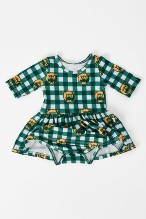 Baylor Plaid Bear 3/4 Sleeve Twirl Bodysuit-Mila & Rose ®