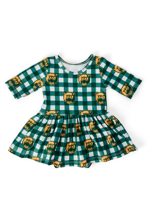 Baylor Plaid Bear 3/4 Sleeve Twirl Bodysuit-Mila & Rose ®
