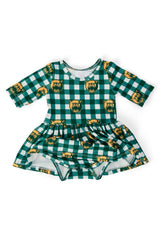 Baylor Plaid Bear 3/4 Sleeve Twirl Bodysuit-Mila & Rose ®