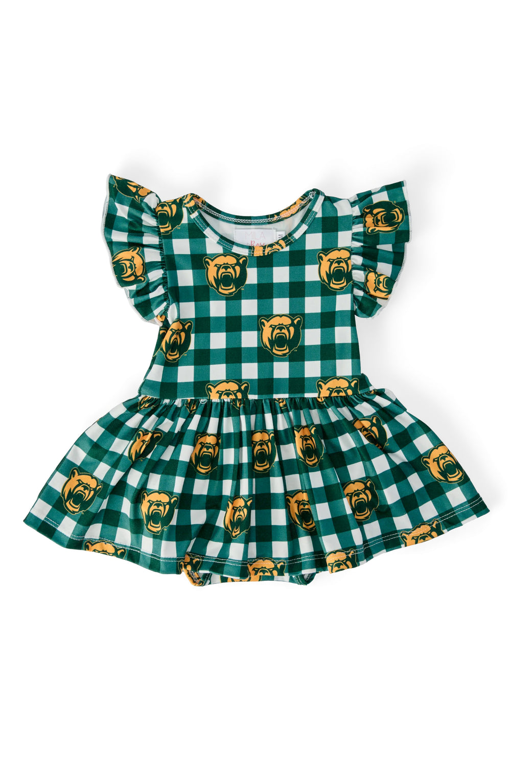 Baylor Plaid Bear S/S Flutter Twirl Bodysuit-Mila & Rose ®