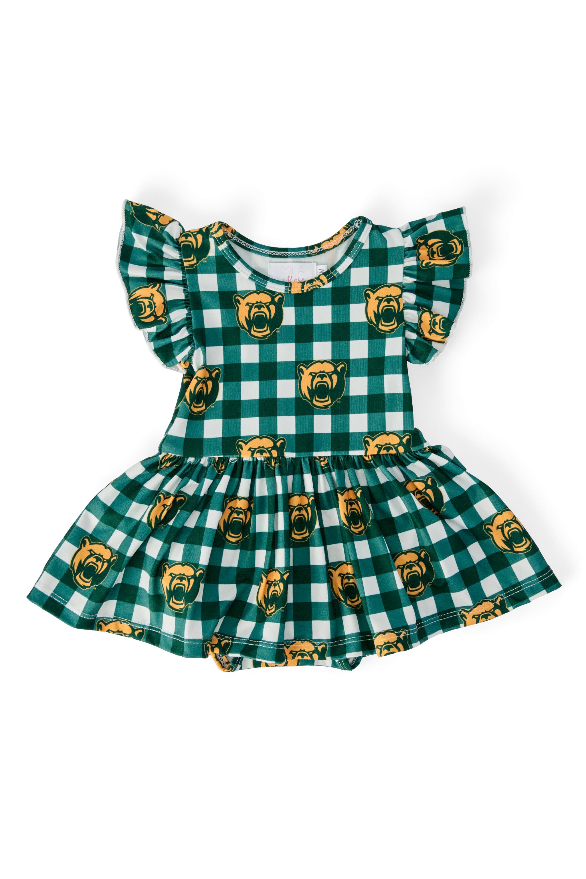 Baylor Plaid Bear Flutter Twirl Bodysuit-Mila & Rose ®