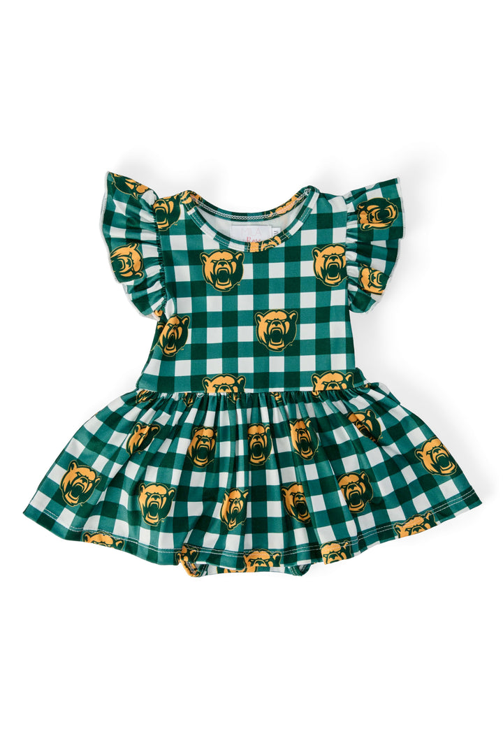 Baylor Plaid Bear S/S Flutter Twirl Bodysuit-Mila & Rose ®
