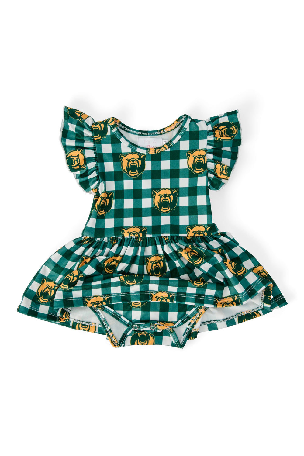 Baylor Plaid Bear S/S Flutter Twirl Bodysuit-Mila & Rose ®