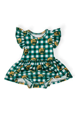 Baylor Plaid Bear S/S Flutter Twirl Bodysuit-Mila & Rose ®