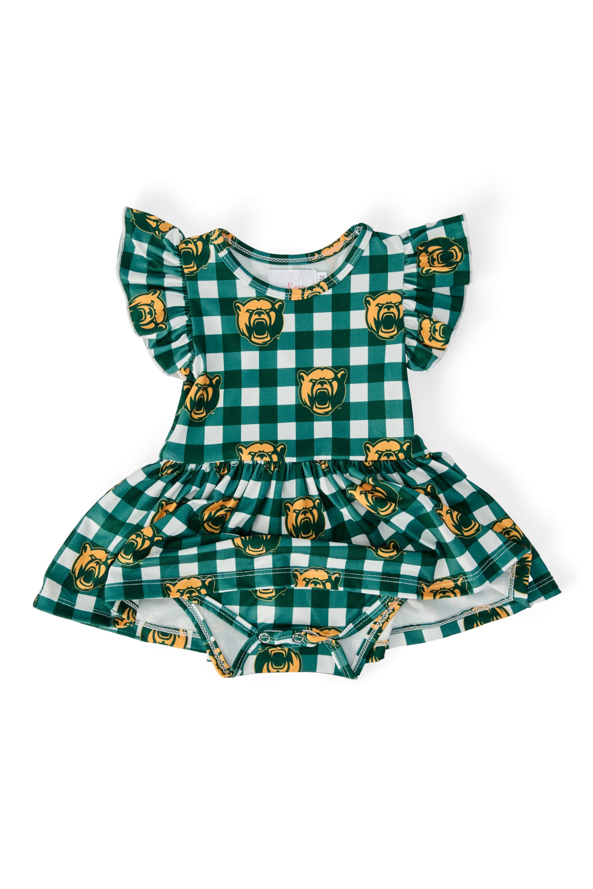 Baylor Plaid Bear Flutter Twirl Bodysuit-Mila & Rose ®