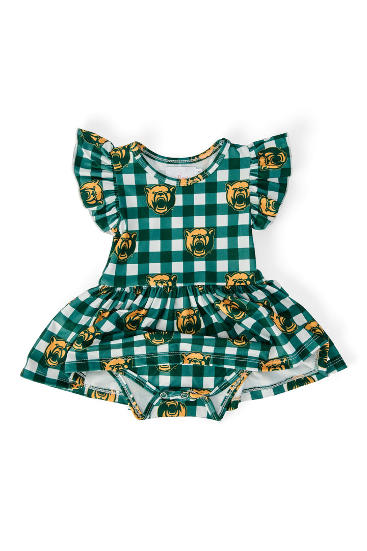 Baylor Plaid Bear S/S Flutter Twirl Bodysuit-Mila & Rose ®