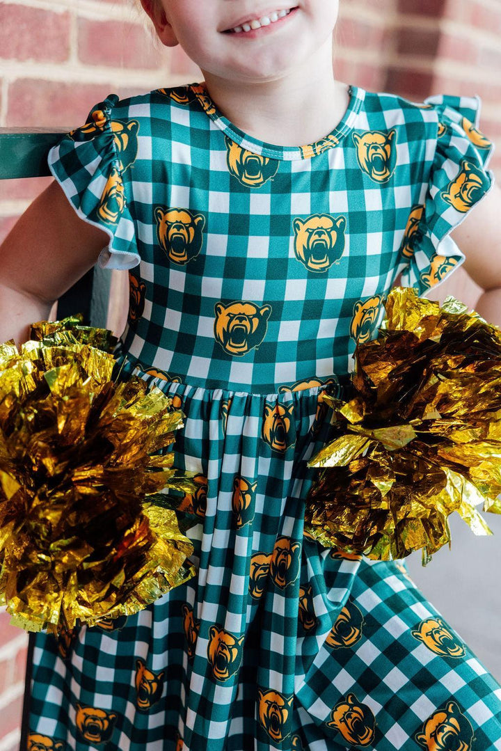Baylor Plaid Bear Flutter Twirl Dress-Mila & Rose ®