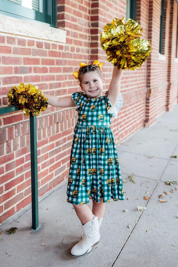 Baylor Plaid Bear Flutter Twirl Dress-Mila & Rose ®