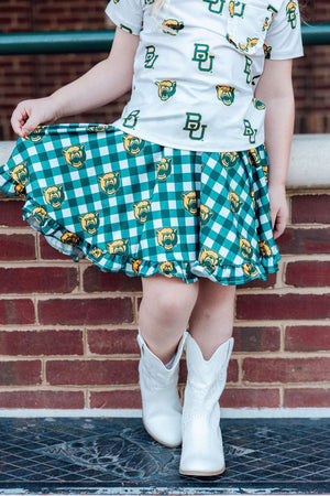 Baylor Plaid Bear Ruffle Twirl Skort-Mila & Rose ®
