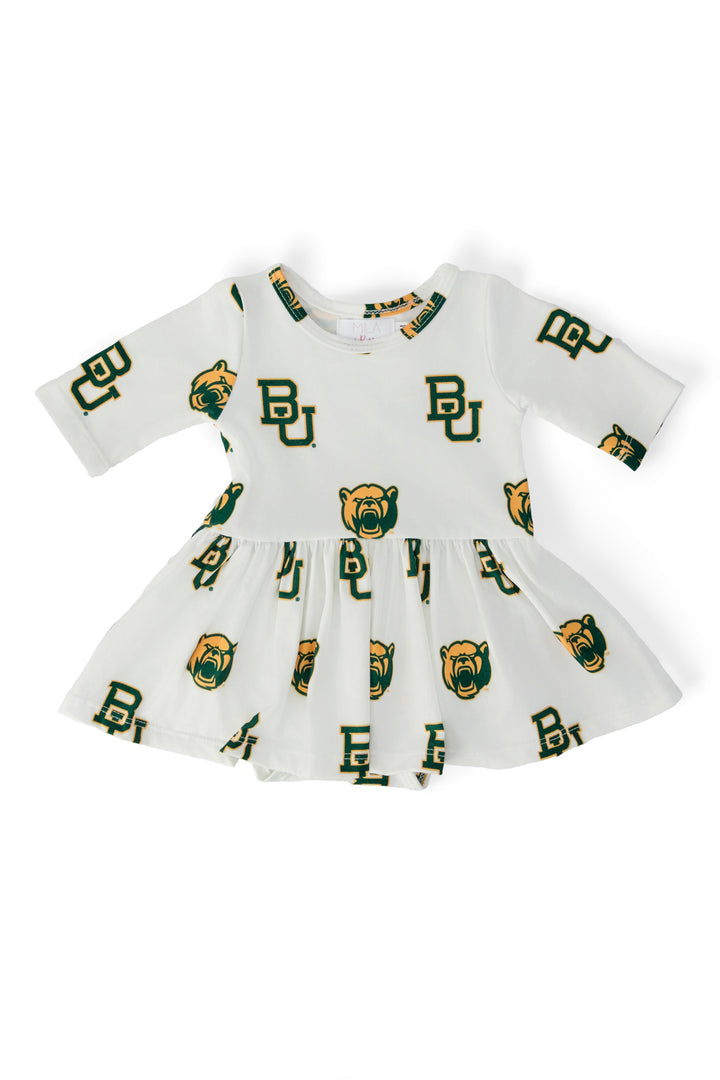 Baylor White Bear 3/4 Sleeve Twirl Bodysuit-Mila & Rose ®