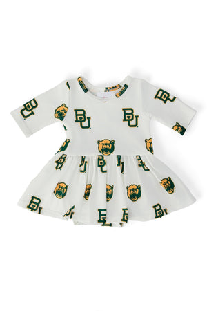Baylor White Bear 3/4 Sleeve Twirl Bodysuit-Mila & Rose ®