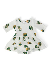 Baylor White Bear 3/4 Sleeve Twirl Bodysuit-Mila & Rose ®