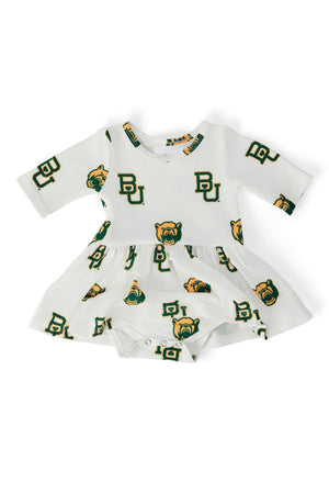 Baylor White Bear 3/4 Sleeve Twirl Bodysuit-Mila & Rose ®