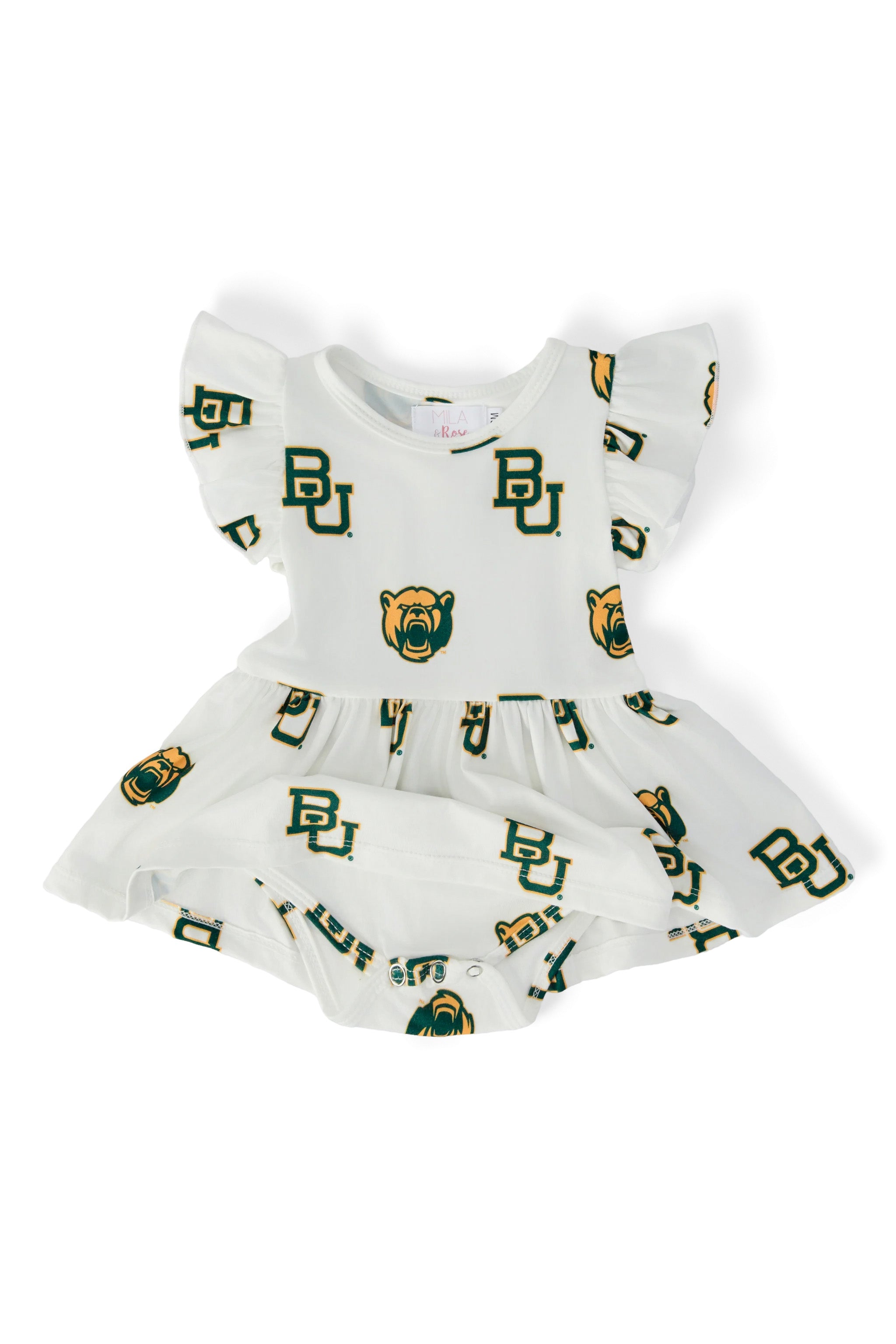 Baylor White Bear Flutter Twirl Bodysuit-Mila & Rose ®