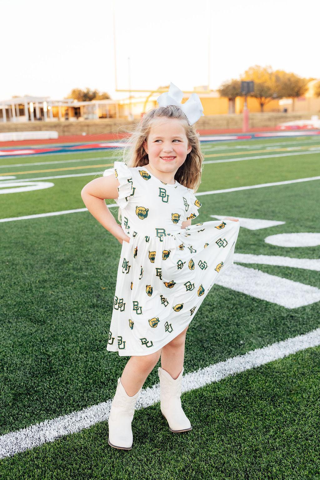 Baylor White Bear Flutter Twirl Dress-Mila & Rose ®