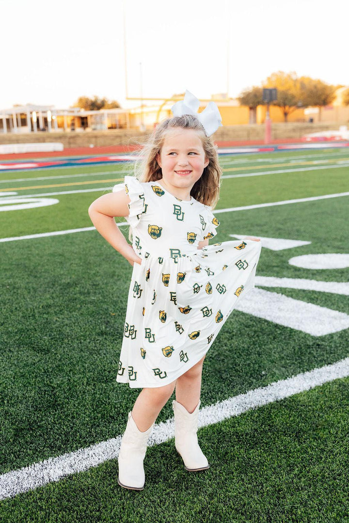 Baylor White Bear Flutter Twirl Dress-Mila & Rose ®