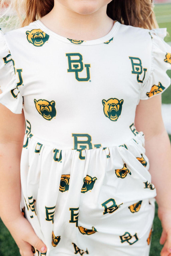 Baylor White Bear Flutter Twirl Dress-Mila & Rose ®