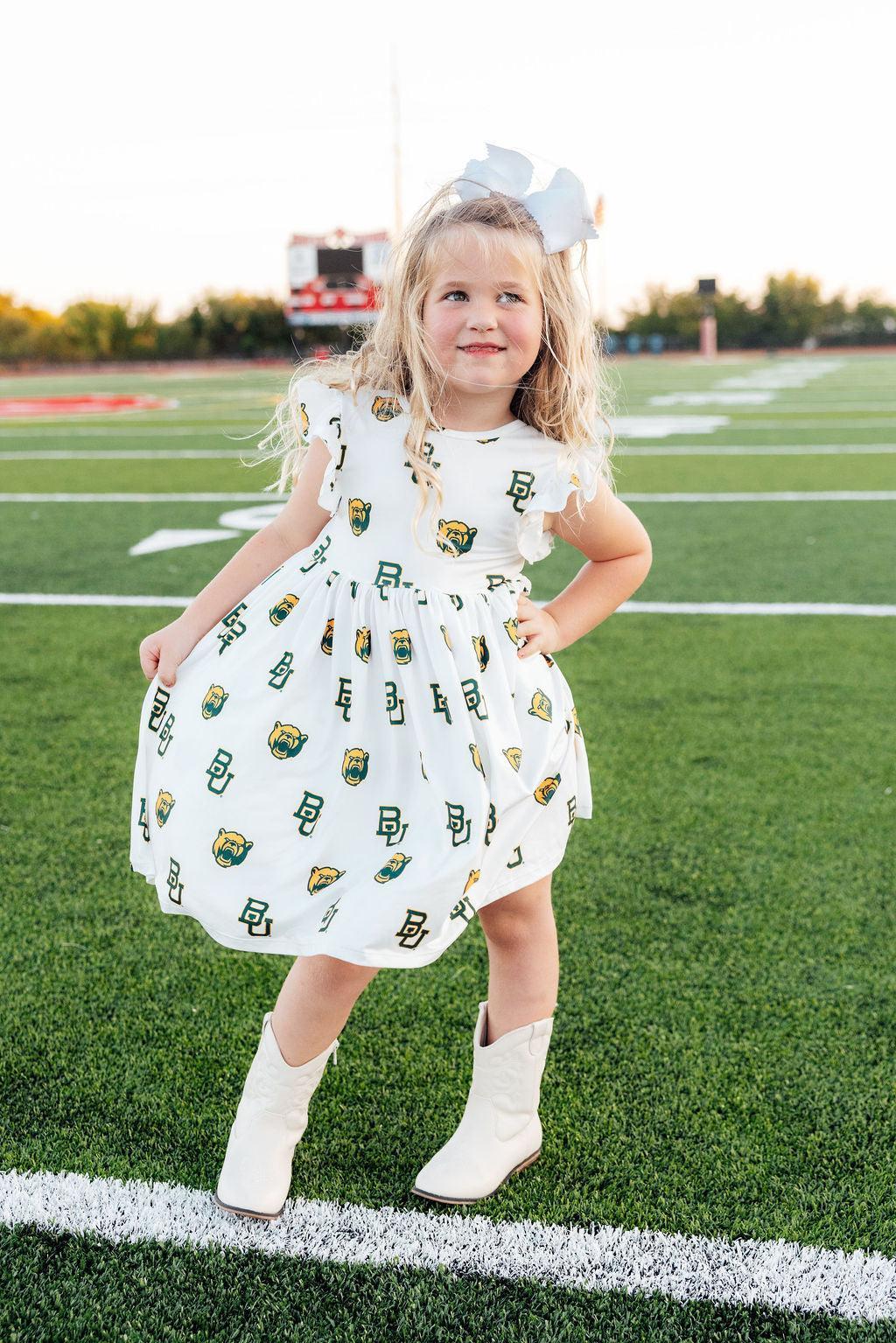 Baylor White Bear Flutter Twirl Dress-Mila & Rose ®