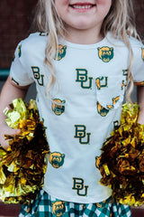 Baylor White Bear Ruffle Pocket Tee-Mila & Rose ®