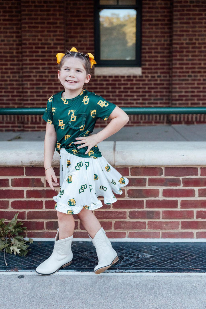 SALE Baylor White Bear Ruffle Twirl Skort-Mila & Rose ®