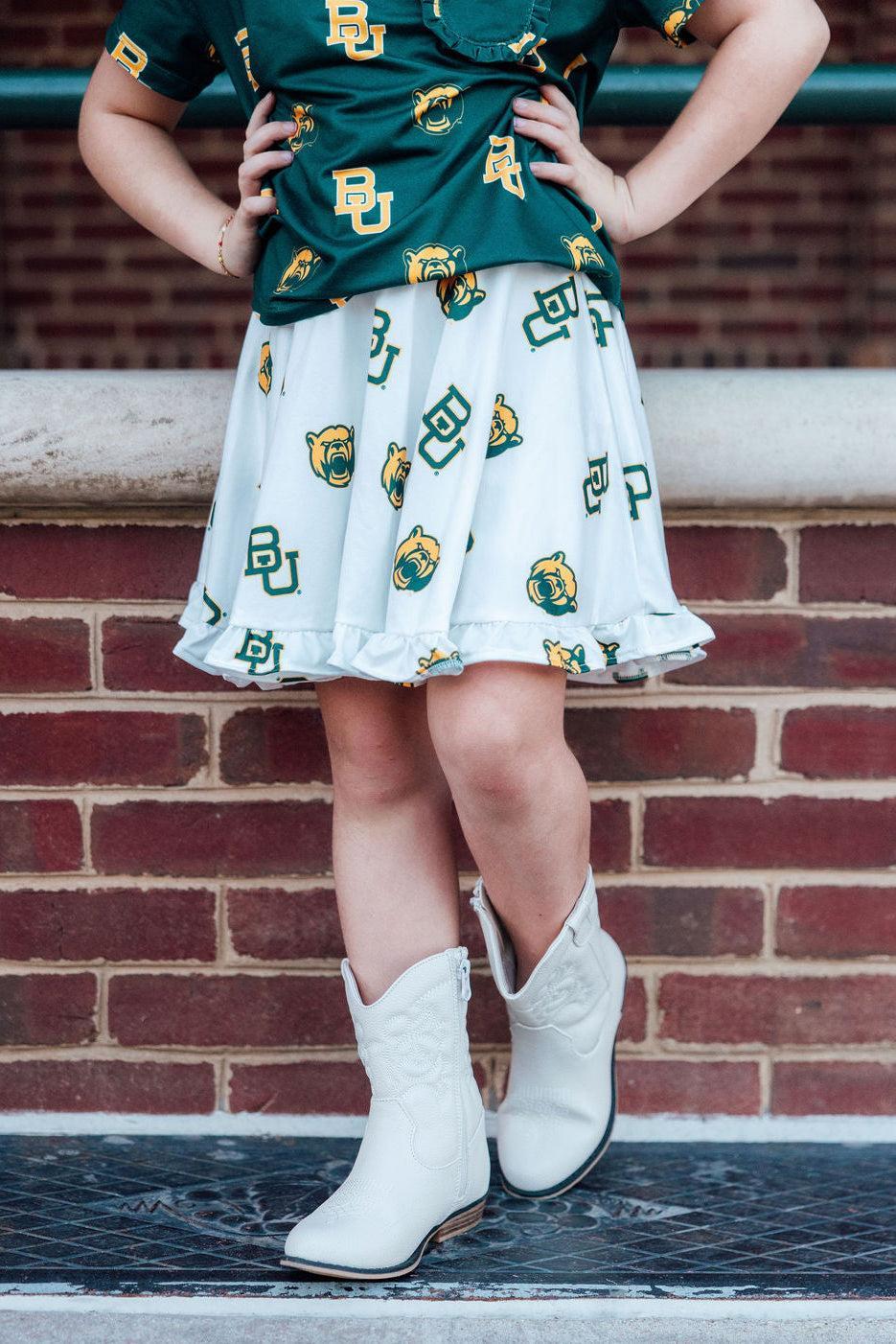 Baylor White Bear Ruffle Twirl Skort-Mila & Rose ®