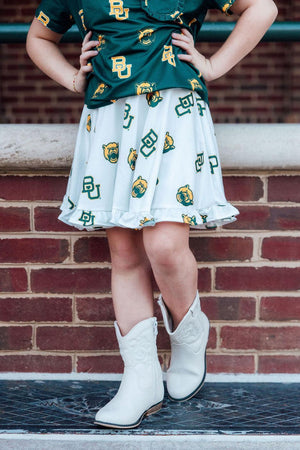 Baylor White Bear Ruffle Twirl Skort-Mila & Rose ®