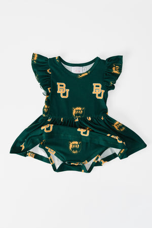 Baylor Green Bear Flutter Twirl Bodysuit-Mila & Rose ®
