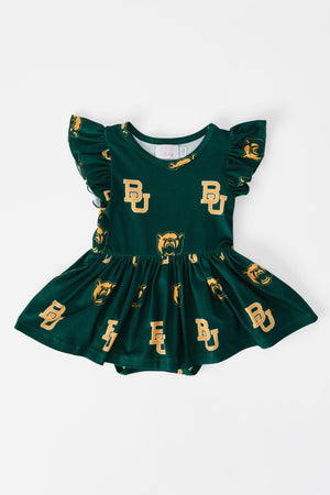 Baylor Green Bear Flutter Twirl Bodysuit-Mila & Rose ®
