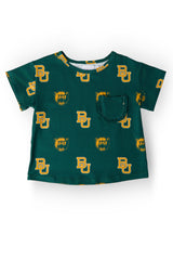 Baylor Green Bear Ruffle Pocket Tee-Mila & Rose ®